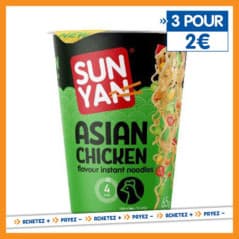 SUN YAN CUP NOUILLE POULET 65G