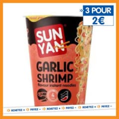 SUN YAN CUP NOUILLE CREVETTE/AIL 65G