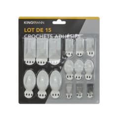 KINGMANN SET DE 15 CROCHETS ADHESIFS