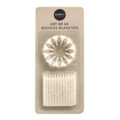 SIMPLY LOT DE 24 BOUGIES BLANCHES