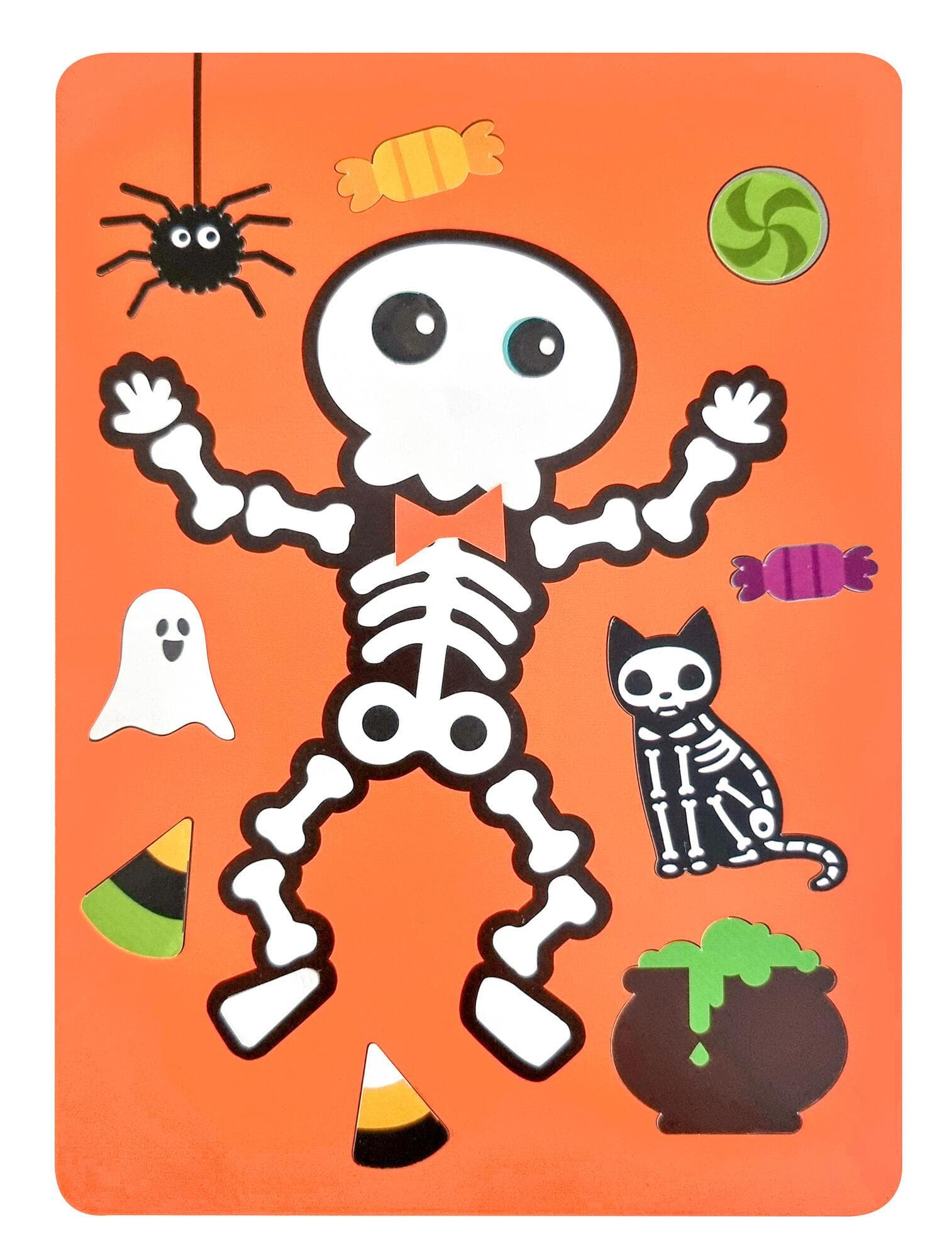 CARTE PUZZLE SQUELETTE ET GOMMETTES 16X22CM