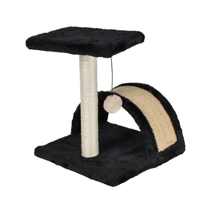 ARBRE A CHAT AVEC JOUET ET TUNNEL 38CM NOIR