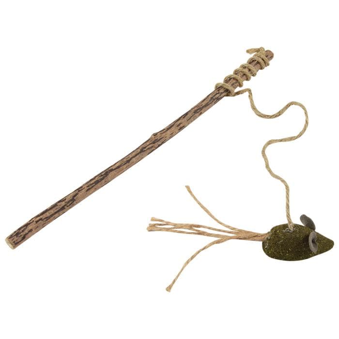 JOUET CANNE A PECHE MATATABI AVEC SOURIS HERBE A CHAT H25CM