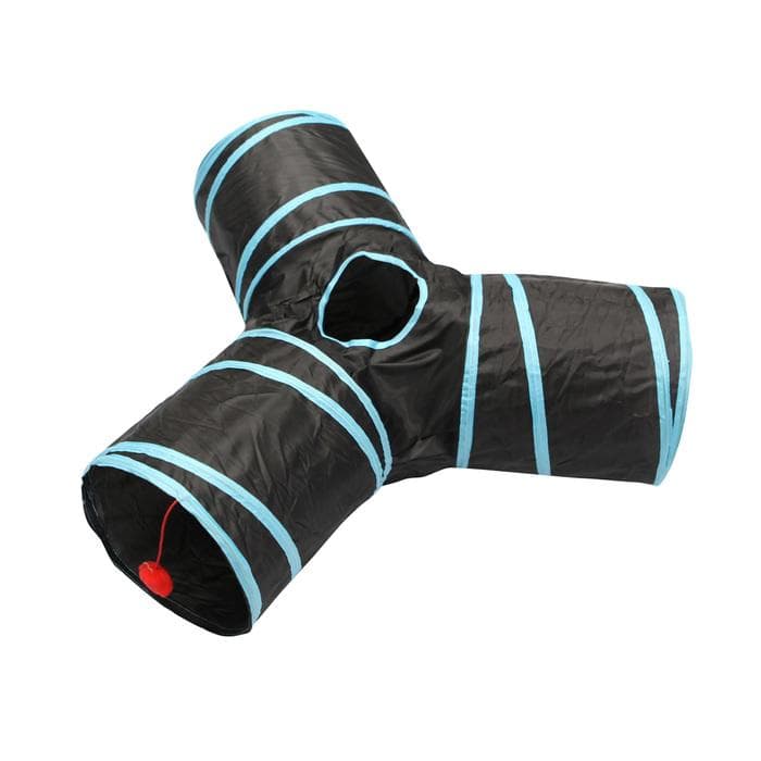 TUNNEL DE JEU POUR CHAT PLIABLE D.70X25CM BLEU