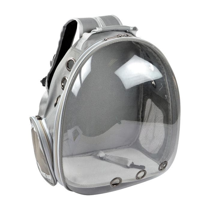 SAC A DOS TRANSPORT ANIMAUX CAPSULE TRANSPARENTE GRIS