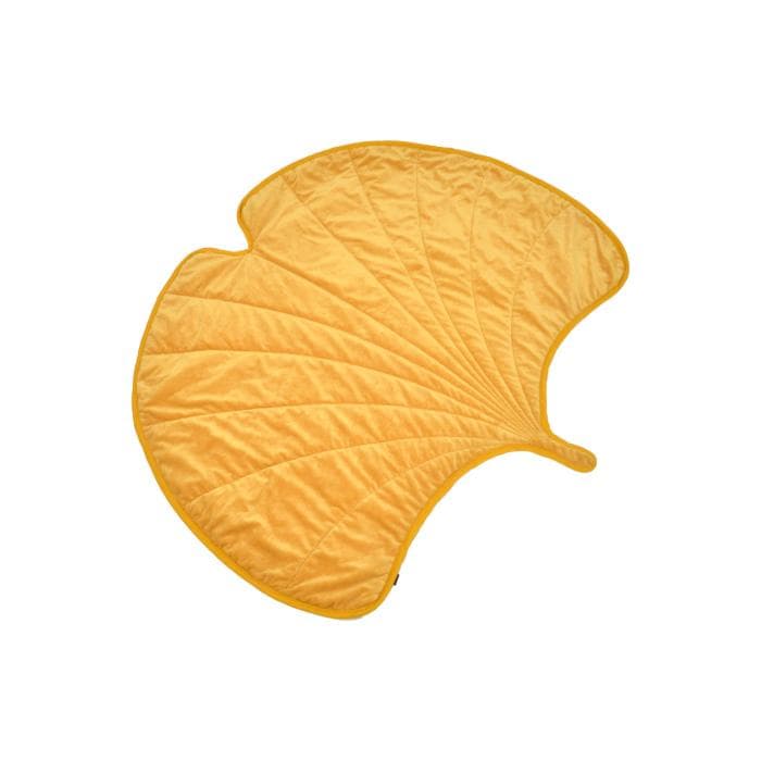 TAPIS FEUILLE GINGKO BI MATIERE JAUNE 120X110CM